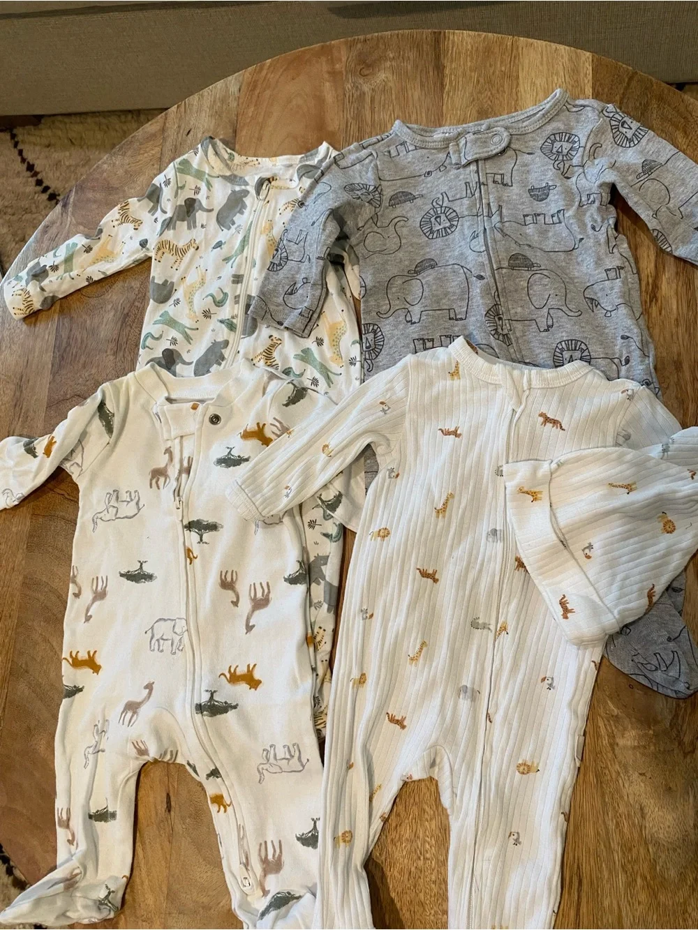 Neutral Safari Print Cotton Baby One-Piece - Multipack